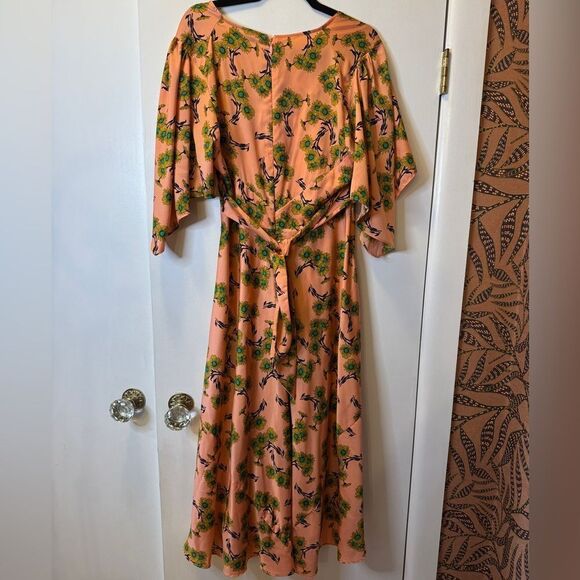 TOPSHOP Idol Daisy Print Midi Dress Pink Women’s Size 10 - Picture 5 of 8